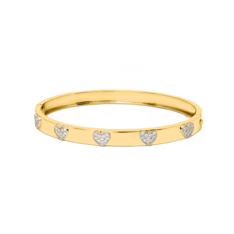 BANGLE IN ORO 9KT CUORI IN BRILLANTI BANGLE IN ORO 9KT CUORI IN BRILLANTI