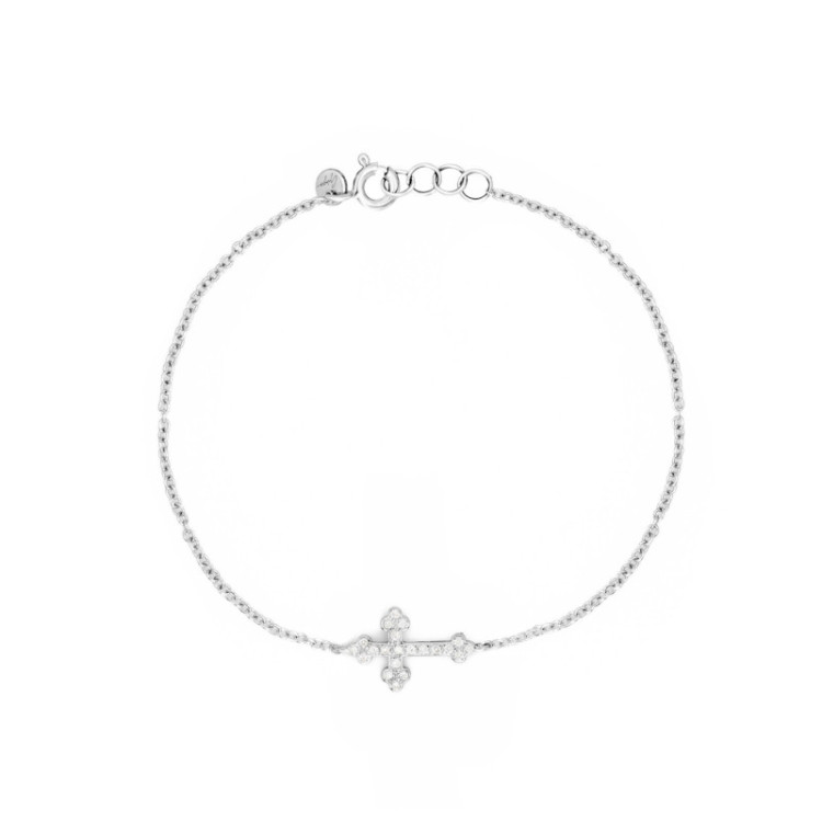 BRACCIALE IN ORO 9KT CROCE IN BRILLANTI BRACCIALE IN ORO 9KT CROCE IN BRILLANTI