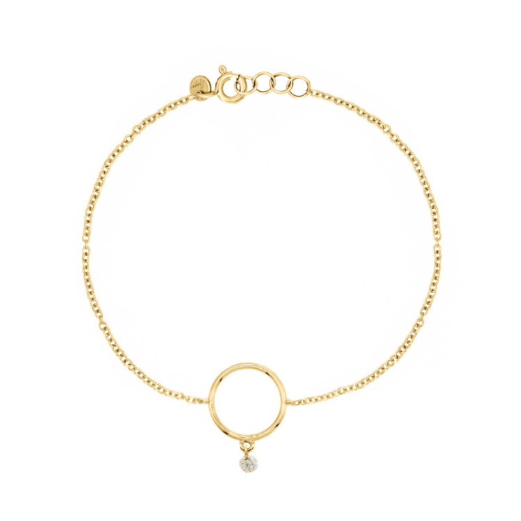 BRACCIALE IN ORO 9KT CERCHIO E BRILLANTE FORATO BRACCIALE IN ORO 9KT CERCHIO E BRILLANTE FORATO