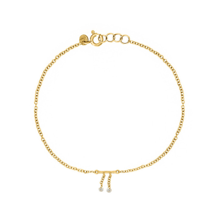 BRACCIALE IN ORO 9KT BACCHETTA E BRILLANTI FORATI BRACCIALE IN ORO 9KT BACCHETTA E BRILLANTI FORATI