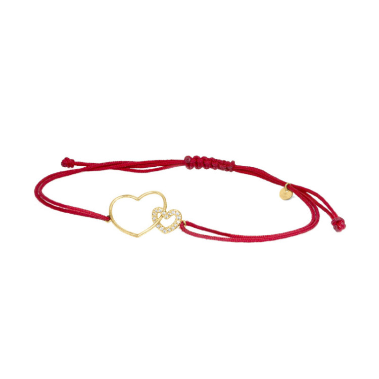 BRACCIALE CORDINO CUORE IN ORO 9KT CUORE IN BRILLANTI BRACCIALE CORDINO CUORE IN ORO 9KT CUORE IN BRILLANTI