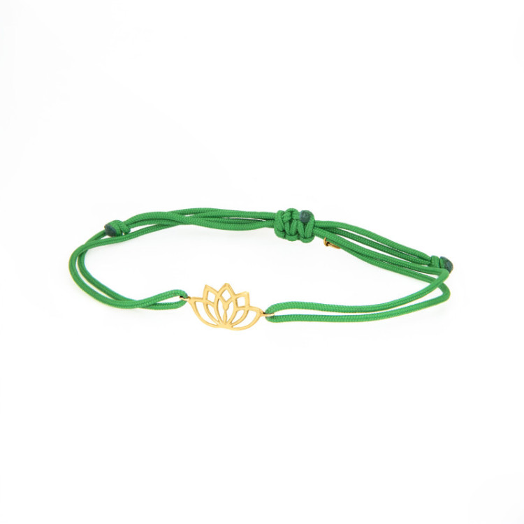 BRACCIALE CORDINO FIORE DI LOTO IN ORO 9KT BRACCIALE CORDINO FIORE DI LOTO IN ORO 9KT