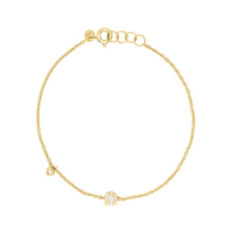 BRACCIALE IN ORO 9KT FERRO DI CAVALLO E PEPITA IN BRIL BRACCIALE IN ORO 9KT FERRO DI CAVALLO E PEPITA IN BRIL