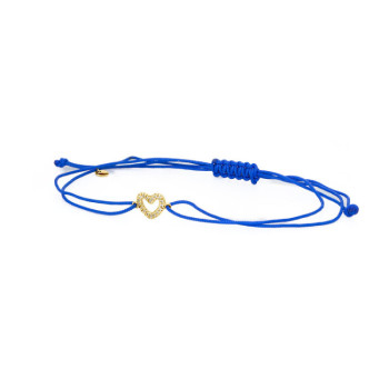 BRACCIALE CUORE IN ORO E BRILLANTI SU CORDINO