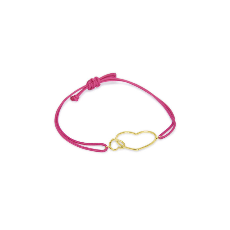 BRACCIALE CUORI IN ORO SU CORDINO