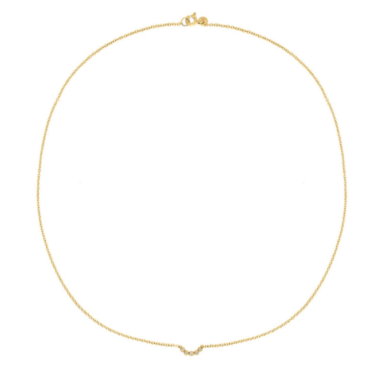 GIROCOLLO IN ORO 9KT A PALLINI CON 5 BRILLANTI GIROCOLLO IN ORO 9KT A PALLINI CON 5 BRILLANTI
