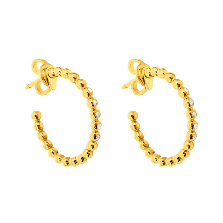 ORECCHINI IN ORO 9KT A PALLINI CON 5 BRILLANTI ORECCHINI IN ORO 9KT A PALLINI CON 5 BRILLANTI