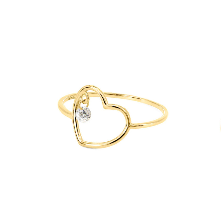 ANELLO IN ORO CUORE E BRILLANTE FORATO
