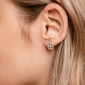 ORECCHINI IN ORO QUADRIFOGLIO IN BRILLANTI