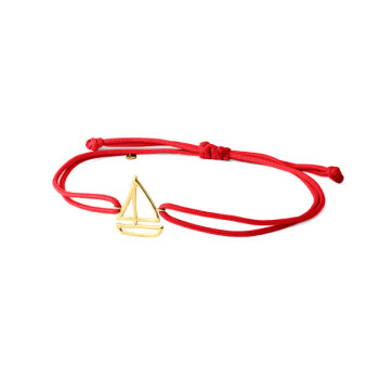 BRACCIALE IN ORO CON BARCA A VELA E CORDINO