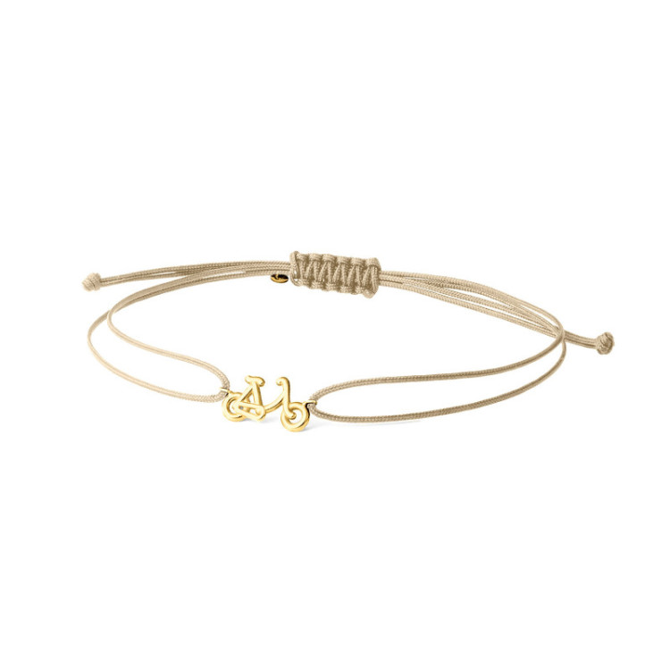 BRACCIALE IN ORO CON BICICLETTA E CORDINO BRACCIALE IN ORO CON BICICLETTA E CORDINO