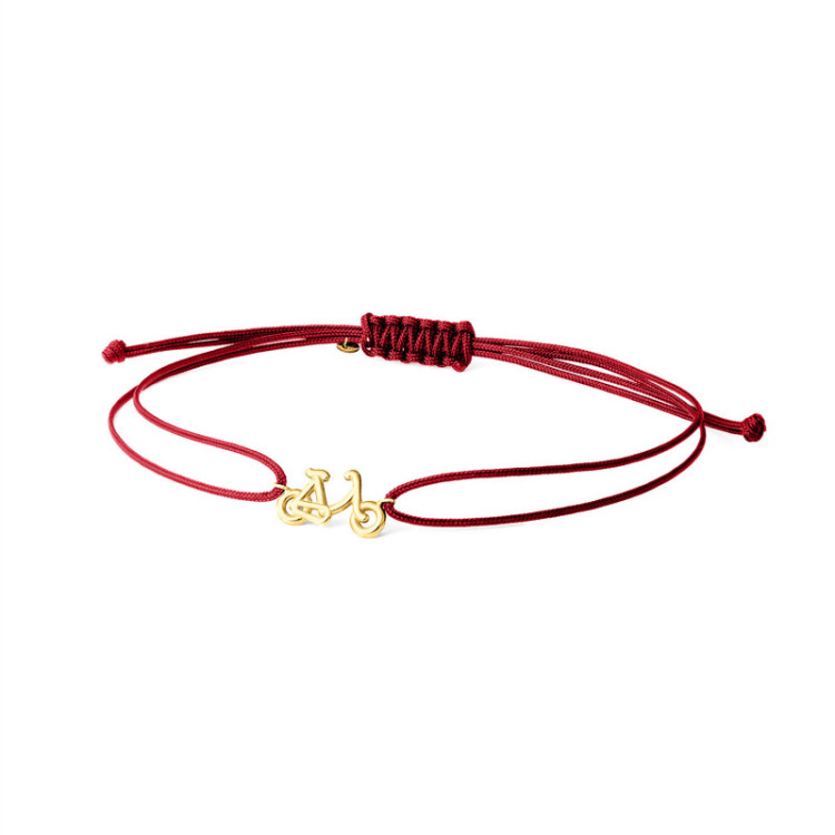 BRACCIALE IN ORO CON BICICLETTA E CORDINO BRACCIALE IN ORO CON BICICLETTA E CORDINO