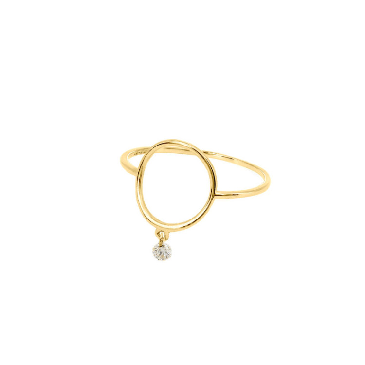ANELLO IN ORO CERCHIO E BRILLANTE FORATO