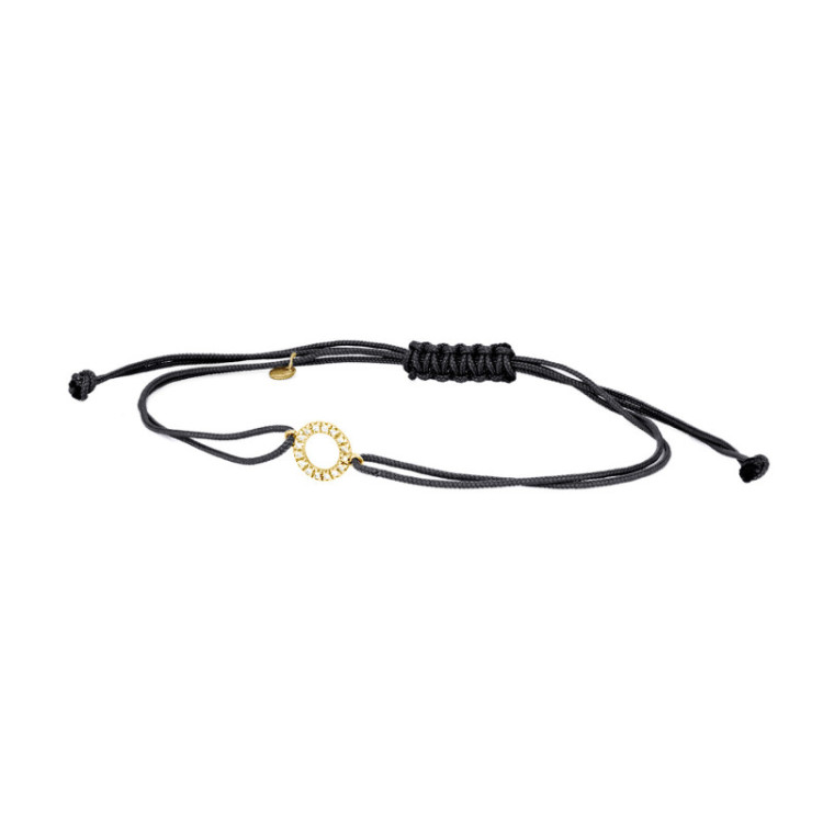 BRACCIALE CERCHIO IN ORO E BRILLANTI SU CORDINO