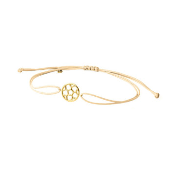 BRACCIALE IN ORO CON PALLONE DA CALCIO E CORDINO