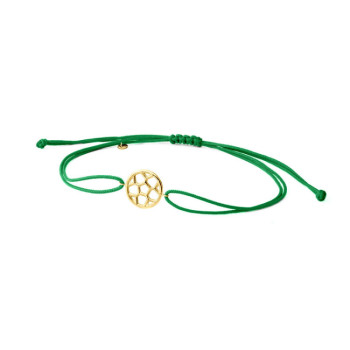 BRACCIALE IN ORO CON PALLONE DA CALCIO E CORDINO