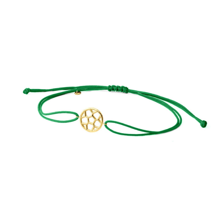BRACCIALE IN ORO CON PALLONE DA CALCIO E CORDINO BRACCIALE IN ORO CON PALLONE DA CALCIO E CORDINO