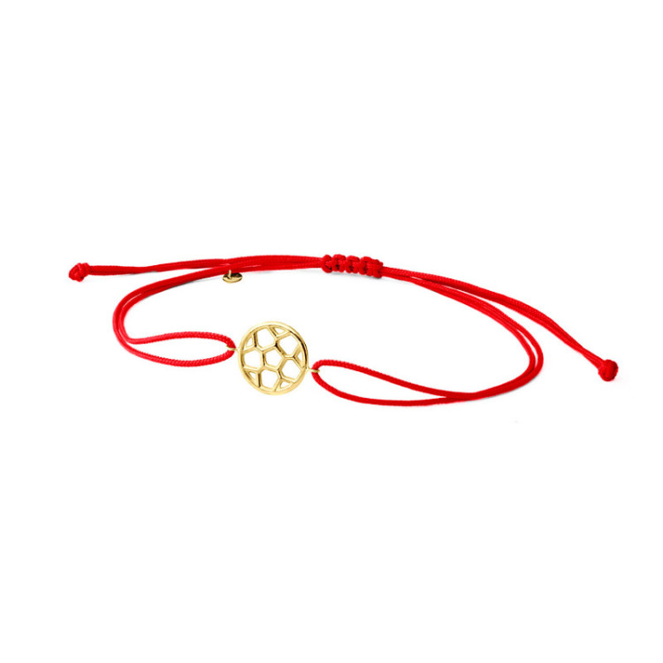 BRACCIALE IN ORO CON PALLONE DA CALCIO E CORDINO