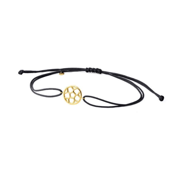 BRACCIALE IN ORO CON PALLONE DA CALCIO E CORDINO