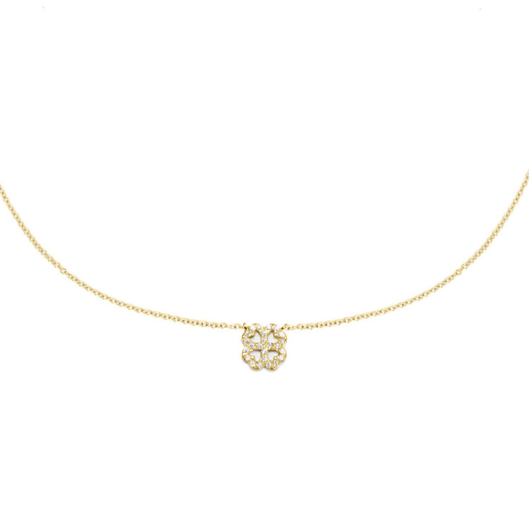 GIROCOLLO IN ORO QUADRIFOGLIO IN BRILLANTI