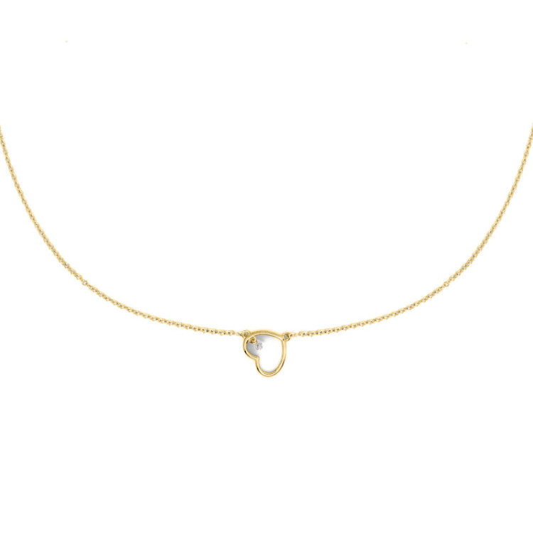 GIROCOLLO IN ORO CUORE E BRILLANTE FORATO