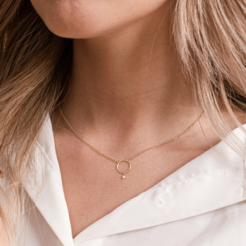 GIROCOLLO IN ORO CERCHIO E BRILLANTE FORATO