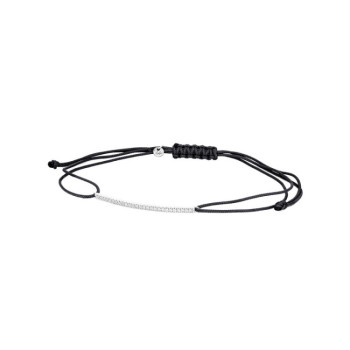BRACCIALE IN ORO CON BARRETTA IN BRILLANTI E CORDINO