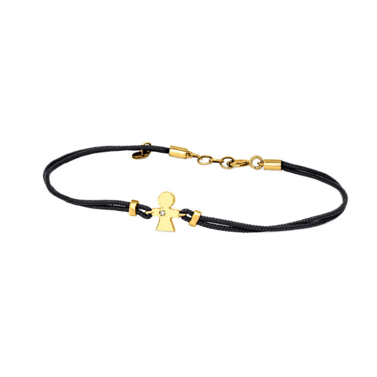 BRACCIALE BIMBA IN ORO E BRILLANTE SU CORDINO