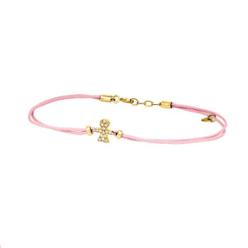 BRACCIALE BIMBA IN ORO E BRILLANTI SU CORDINO