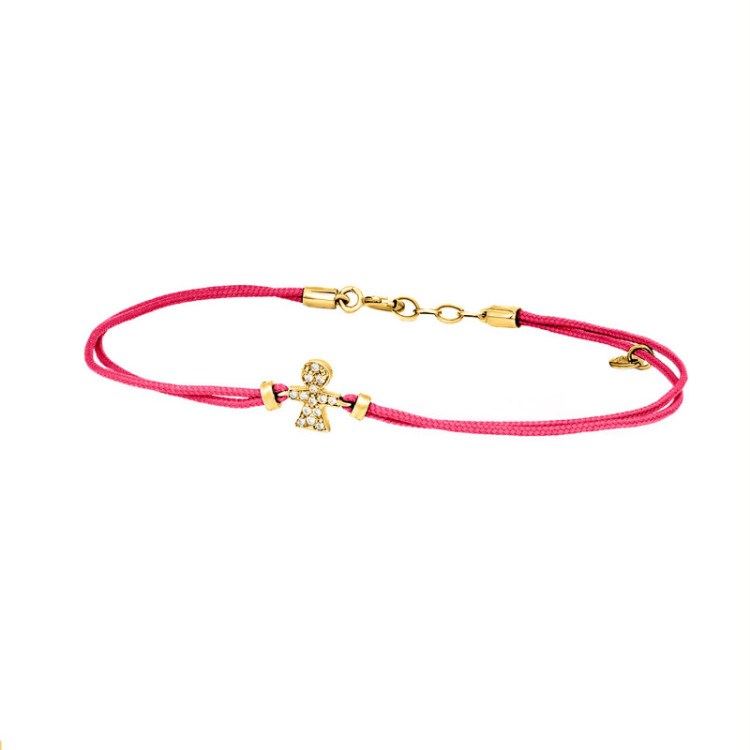 BRACCIALE BIMBA IN ORO E BRILLANTI SU CORDINO BRACCIALE BIMBA IN ORO E BRILLANTI SU CORDINO