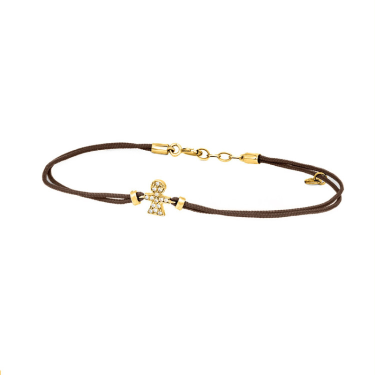 BRACCIALE BIMBA IN ORO E BRILLANTI SU CORDINO