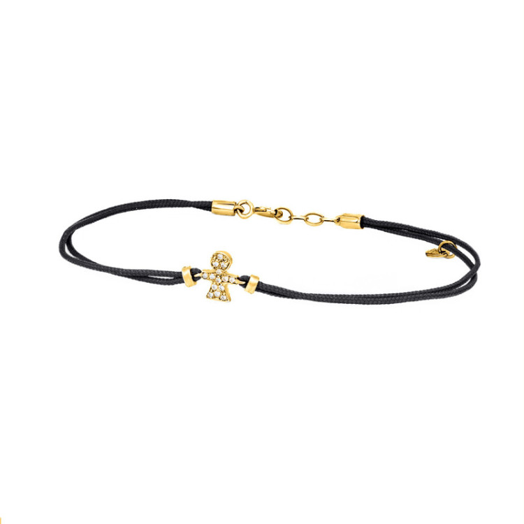 BRACCIALE BIMBA IN ORO E BRILLANTI SU CORDINO