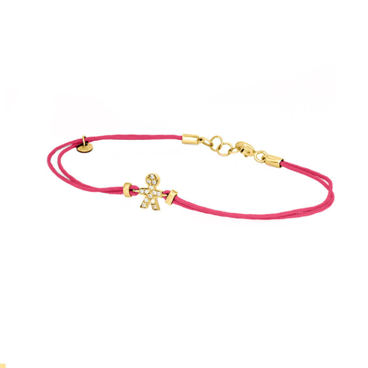 BRACCIALE BIMBO IN ORO E BRILLANTI SU CORDINO BRACCIALE BIMBO IN ORO E BRILLANTI SU CORDINO