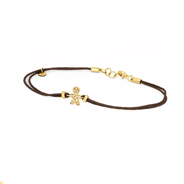BRACCIALE BIMBO IN ORO E BRILLANTI SU CORDINO BRACCIALE BIMBO IN ORO E BRILLANTI SU CORDINO