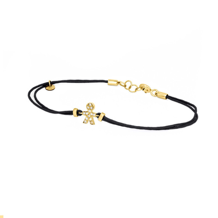 BRACCIALE BIMBO IN ORO E BRILLANTI SU CORDINO
