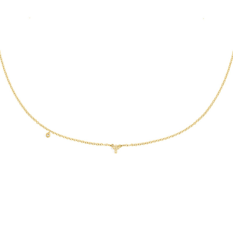 GIROCOLLO IN ORO CROCE E PEPITA IN BRILLANTI