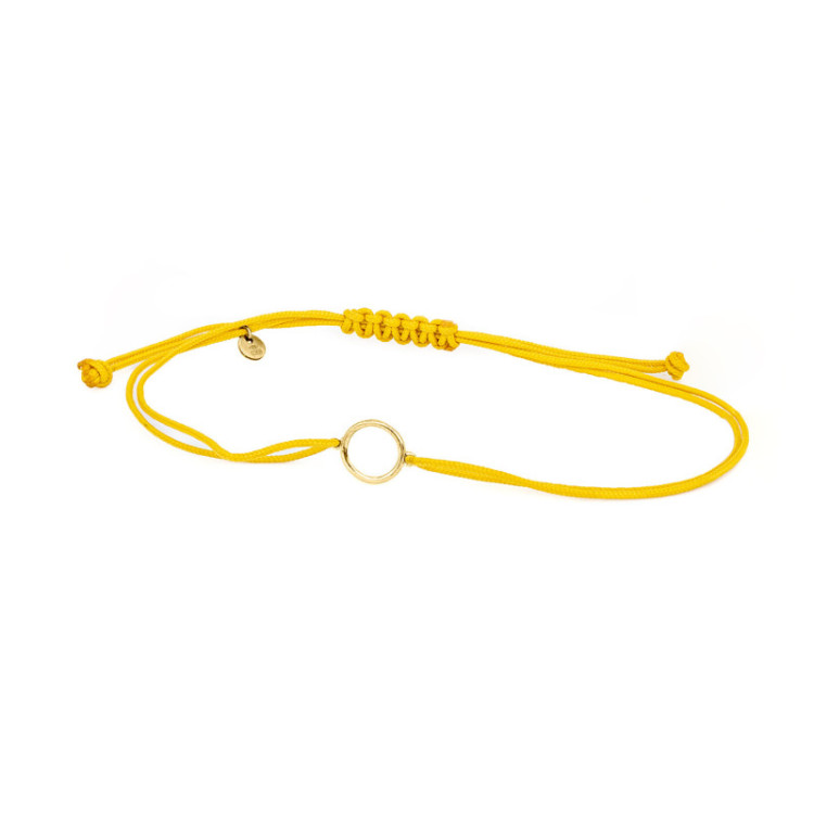 BRACCIALE CERCHIO IN ORO SU CORDINO