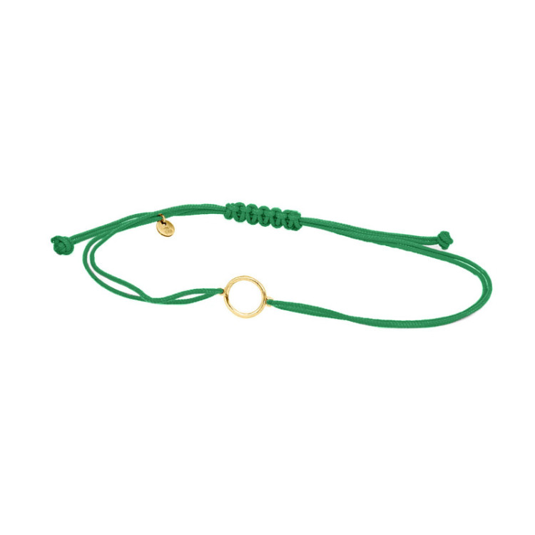 BRACCIALE CERCHIO IN ORO SU CORDINO