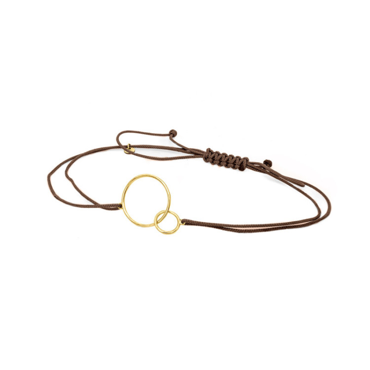 BRACCIALE CERCHI IN ORO SU CORDINO