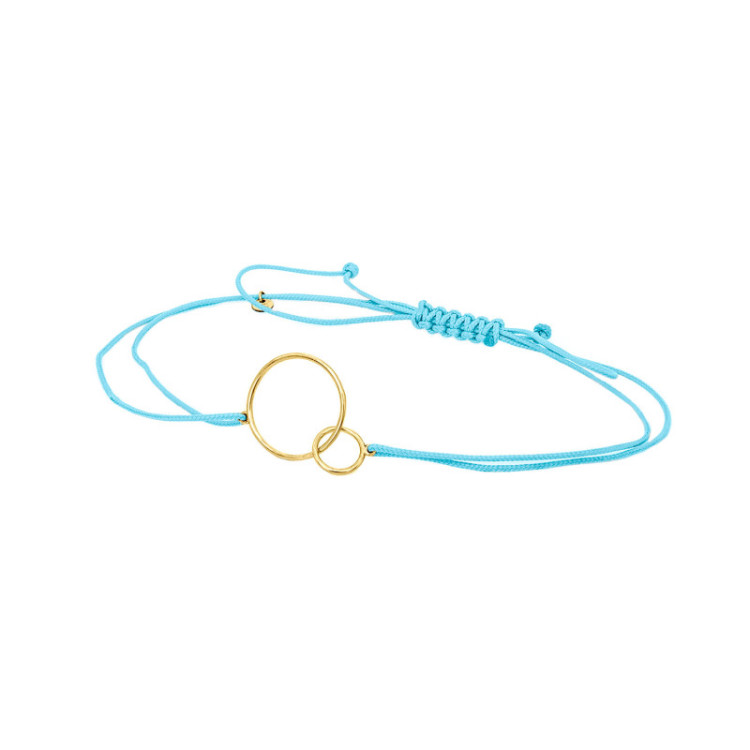 BRACCIALE CERCHI IN ORO SU CORDINO