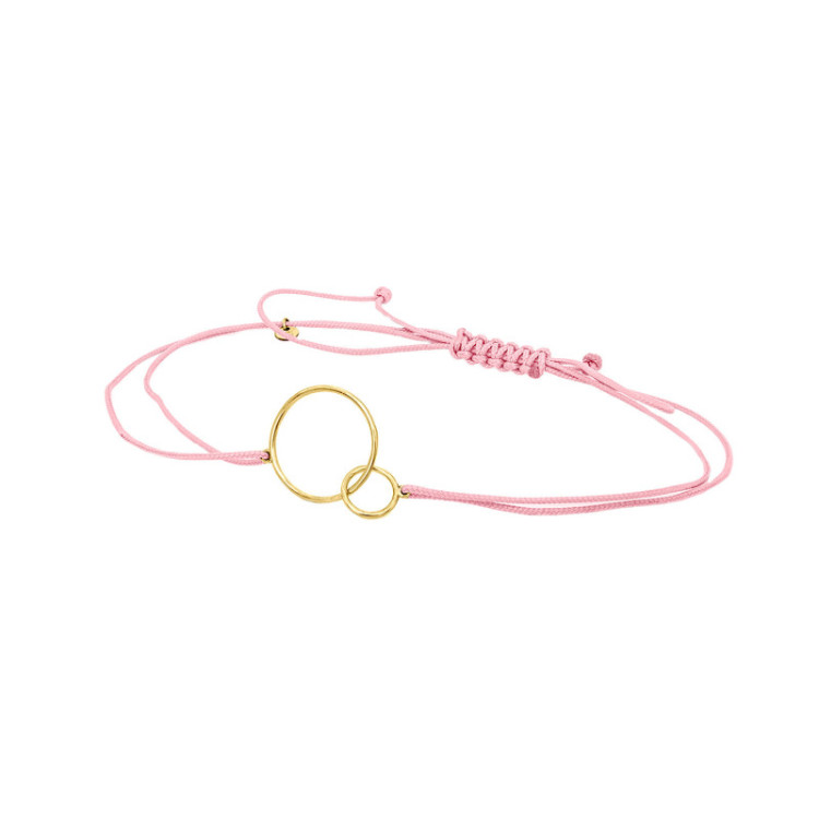 BRACCIALE CERCHI IN ORO SU CORDINO