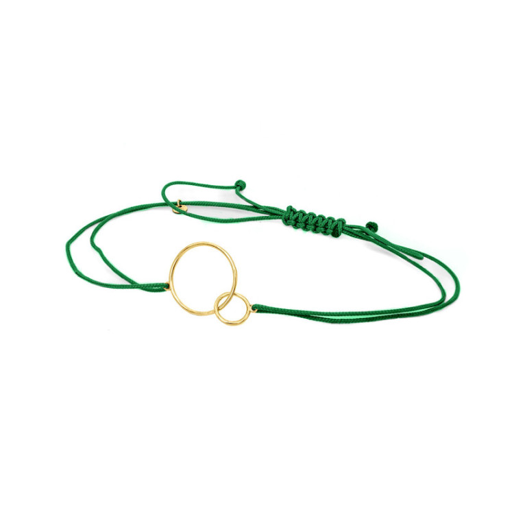 BRACCIALE CERCHI IN ORO SU CORDINO