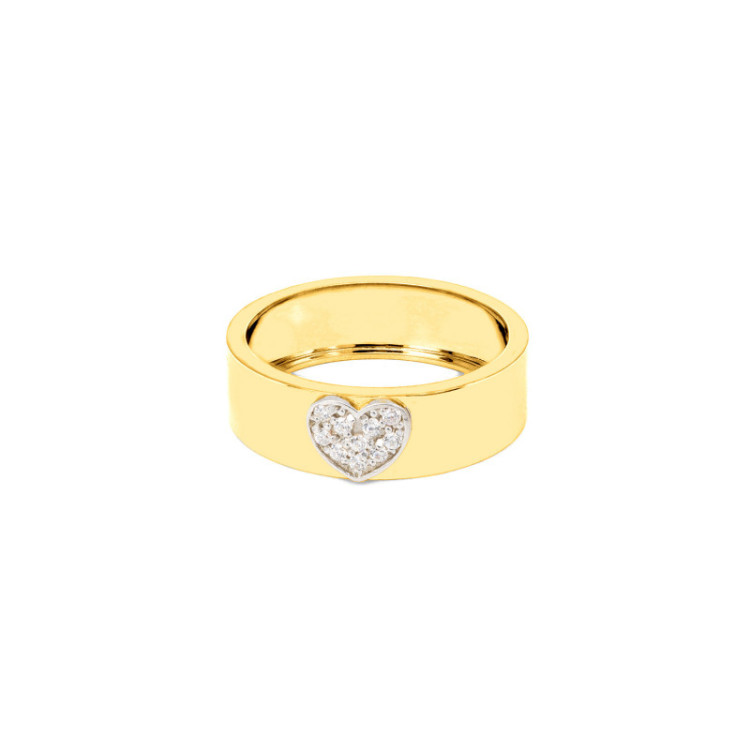 ANELLO FASCIA IN ORO CUORE IN BRILLANTI