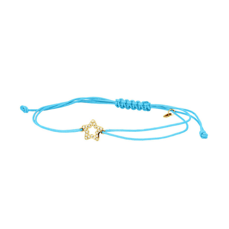 BRACCIALE STELLA IN ORO E BRILLANTI SU CORDINO